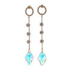 Серьги подвески из бижутерного сплава Moon Paris MRQ-23.12-101, кристалл