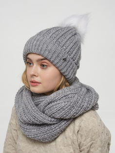 Комплект женский (шапка, шарф-снуд) VAY 202-8704 one size, серый