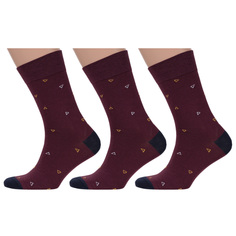 Комплект носков мужских MoscowSocksClub msk3-М39 бордовых 25