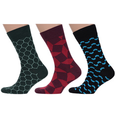 Комплект носков мужских MoscowSocksClub msk3-М39 бордовый; черный 25