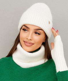 Комплект шапка, снуд и митенки женский Malisa accessories А0021 белый