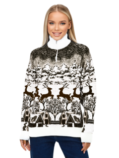 Свитер женский Pulltonic DEER1-545FYB/W коричневый 3XL