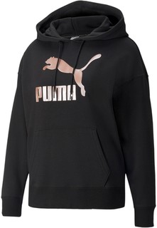 Худи женское Puma Classics Metallic Logo Hoodie Tr черное XS