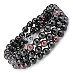 Браслет из стали/капрона р.22 Everiot LNS-2084-22, агат/гранат