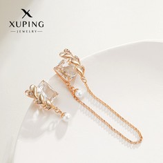 Серьги из бижутерного сплава XUPING Ряд сердец, жемчуг искусственный/стекло/фианит