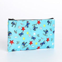 Косметичка унисекс Вертолет голубая, 11х19х0,5 см No Brand