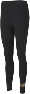 Леггинсы женские Puma Ess Logo Leggings Cotton Black-Gold черные XS