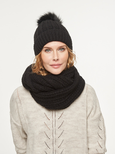Комплект женский (шапка, шарф-снуд) VAY 202-8704 one size, черный