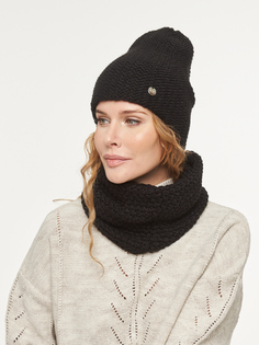 Комплект женский (шапка, шарф-снуд) VAY 202-8701 one size, черный