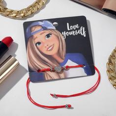 Браслет из текстиля/металла р. 7 Queen Fair 5440127, стразы