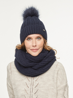 Комплект женский (шапка, шарф-снуд) VAY 202-8704 one size, синий