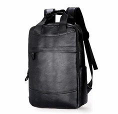 Рюкзак MyPads для ноутбука 15.6" дюймов из импортной эко-кожи городской рюкзак черный No Brand