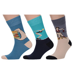 Комплект носков мужских MoscowSocksClub msk3-М36 синих; бирюзовых; серых; бежевых 25