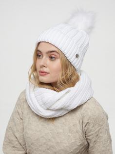 Комплект женский (шапка, шарф-снуд) VAY 202-8704 one size, белый