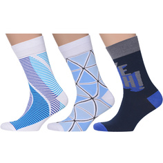 Комплект носков мужских MoscowSocksClub msk3-А синих; белых; голубых; серых 25