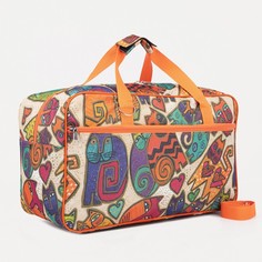 Дорожная сумка женский ЗФТС коты разноцветная, 48х21х28 см