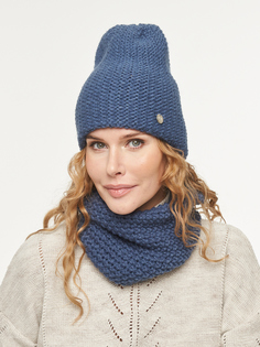 Комплект женский (шапка, шарф-снуд) VAY 202-8701 one size, джинс
