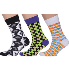 Комплект носков мужских MoscowSocksClub msk3-М23 черных; белых; зеленых; фиолетовых 29