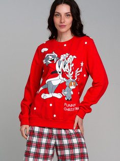 Свитшот домашний женская PlayToday 42346009 красная XL