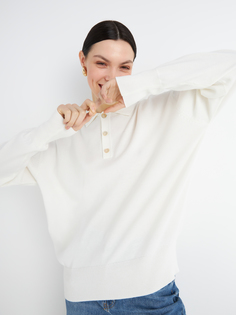 Джемпер Arive с воротником, на пуговицах, белый, размер XL, ARV-WS-10506-14XL-002