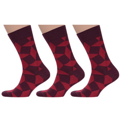 Комплект носков мужских MoscowSocksClub msk3-М39 бордовых 27