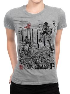 Футболка женская DreamShirts Studio Аниме Атака Титанов AOT-08514g-1 серая 2XL