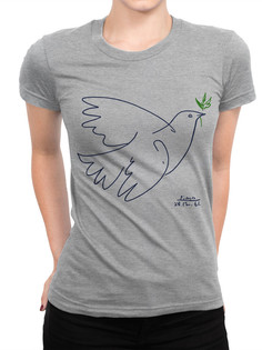 Футболка женская DreamShirts Studio Голубь Мира Пабло Пикассо 1 серая 2XL