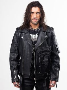 Кожаная куртка мужская RockMerch FR1275 черная 3XL