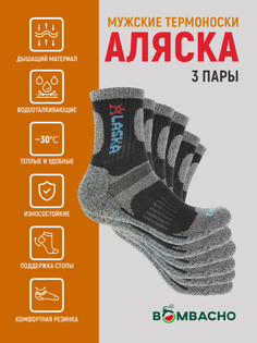 Комплект носков мужских BOMBACHO ALASKA серых 41-47, 3 пары
