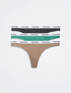 Комплект трусов женских Calvin Klein QD3587 зеленый; коричневый; серый XL, 3 шт.