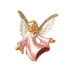 Брошь "Ангелок", цвет розовый в золоте Queen Fair