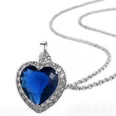 Ожерелье из бижутерного сплава с хрусталем 45 см WowMan Jewelry WM1045 Blue Ocean