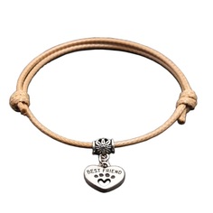 Браслет из бижутерного сплава и текстиля р.20 WowMan Jewelry WM1012 Paw Brown