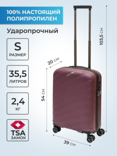Чемодан унисекс Baudet BHL0714821 фиолетовый/черный, 54х39х20 см