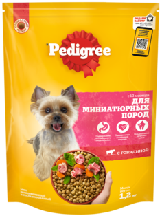 Сухой корм для собак Pedigree, для миниатюрных пород, говядина, 1,2кг