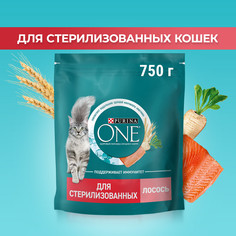 Сухой корм для кошек Purina ONE для стерилизованных с лососем и пшеницей, 750 г