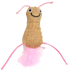 Мягкая игрушка для кошек Пижон Гусеница с кошачьей мятой и пуховым хвостом розовая