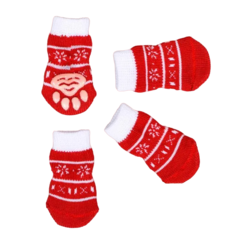 Носки для животных Пижон нескользящие Снежинки, S 2,5/3,5x6 см 4 шт