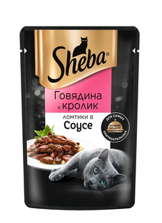 Влажный корм для кошек Sheba ломтики в соусе говядина и кролик 28 шт по 75 г