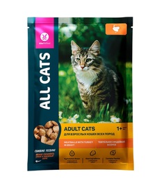 Влажный корм для кошек All Cats Adult, тефтельки с индейкой в соусе, 28шт по 85г