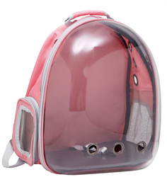 Рюкзак для переноски кошек и собак, прозрачный, 31 х 28 х 42 см, розовый Пижон