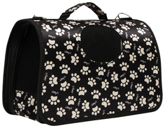 Сумка-переноска Лапки Happy, каркасная, размер М, 40 х 21 х 27 см, чёрная Пижон