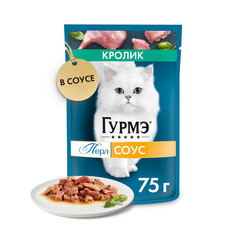 Корм влажный Гурмэ Перл Нежное филе для кошек, со вкусом кролика в соусе, 75 г