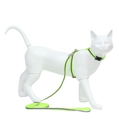 Пижон Комплект для кошек светоотражающий,ширина 1 см,шлейка 21-35 см,поводок 120 см, зелён