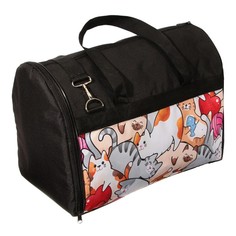 Сумка-переноска для кошек и собак Пушистое счастье Котиков много не бывает 41х30х24 см