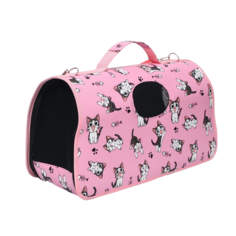Сумка-переноска для животных Пижон Играющие котики каркасная розовая размер S 37,5х17х22см