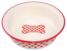 Миска №1, роспись красный горох, косточка, 0,25 л, 12,5x5 см