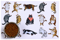 Коврик под миску Пижон Fat Cat, 28x43 см