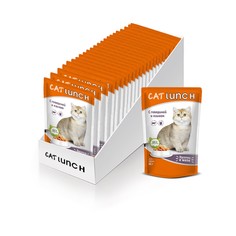 Влажный корм для кошек Cat Lunch кусочки в желе говядина и язык, 85 г