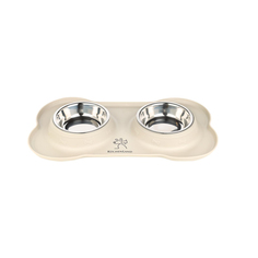 Миска для животных Kuchenland Favorite pet 36х21 см двойная резина/сталь серо-бежевая